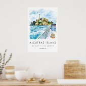 Alcatraz-Insel-Wasserfarbenposter Alcatraz-Reise Poster (Küche)