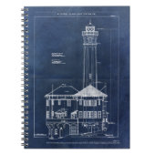Alcatraz Island Leuchtturm Vintages Blueprint Notizblock (Vorderseite)