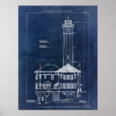 Alcatraz Island Lighthouse Blueprint Vintag Poster (Vorne)
