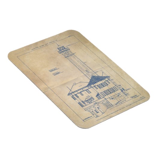 Alcatraz Island Lighthouse Vintag Blueprint Magnet (Rechte Seite)