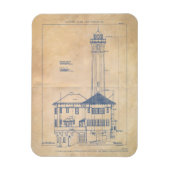 Alcatraz Island Lighthouse Vintag Blueprint Magnet (Vertikal)