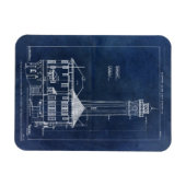 Alcatraz Island Lighthouse Vintag Blueprint Magnet (Horizontal)