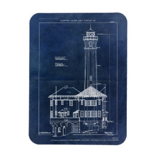 Alcatraz Island Lighthouse Vintag Blueprint Magnet