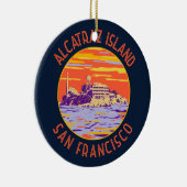 Alcatraz Island San Francisco Distressed Circle Keramik Ornament (Rechts)