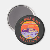 Alcatraz Island San Francisco Distressed Circle Magnet (Vorderseite/Rückseite)
