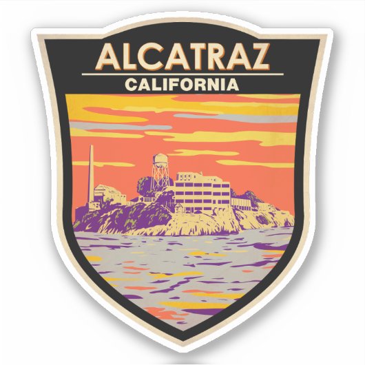 Alcatraz Island San Francisco Vintage Aufkleber (Vorderseite)