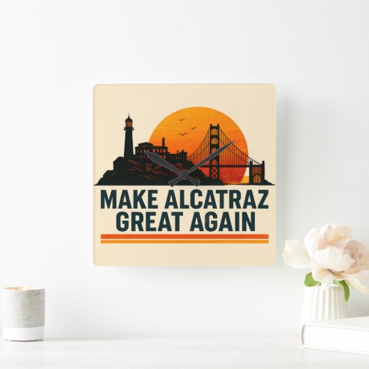 Alcatraz wieder großartig machen quadratische wanduhr (Zuhause)