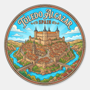 Alcázar von Toledo Spanien Runder Aufkleber