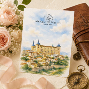 Alcázar von Toledo, Spanien   Wasserfarbenlandscha Postkarte