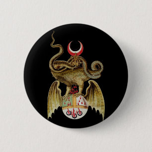 Alchemie-Drache Vintage-Illustration Button