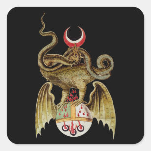 Alchemie-Drache Vintage-Illustration Quadratischer Aufkleber