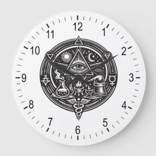 Alchemie-Emblem Große Wanduhr