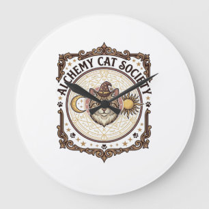 Alchemie-Katzengesellschaft Katzen-Alchemie Vintag Große Wanduhr