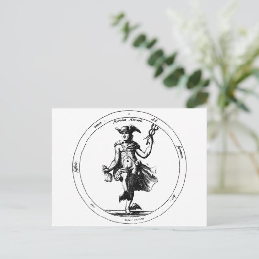 Alchemischer Quecksilber und Caduceus Postkarte (Stehend Vorderseite)