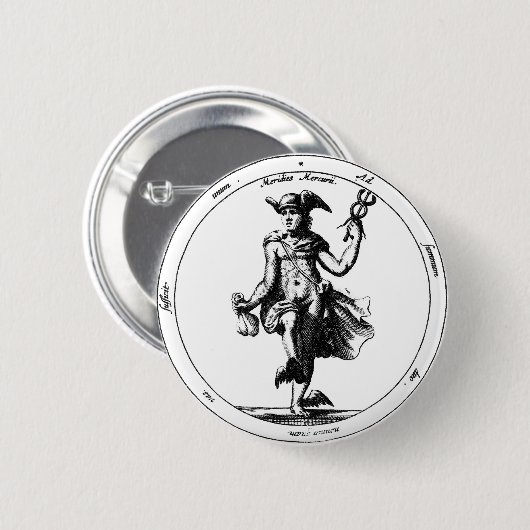 Alchemischer Quecksilber und Kadukus Button (Vorne & Hinten)