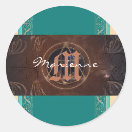 Alchemist barocke elegante Monogramm mittelalterli Runder Aufkleber