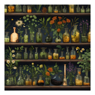 Alchemist Herbarium Shelf Fotodruck