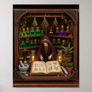 Alchemisten-Botaniker-Apotheke Miniatur-Bücherrega Poster