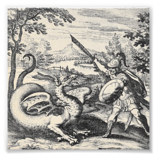 Alchemy Dragon Fights Gladiator Fotodruck (Vorne)