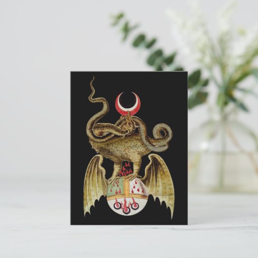 Alchemy Dragon Vintag Illustration Postkarte (Stehend Vorderseite)