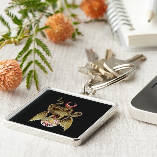 Alchemy Dragon Vintag Illustration Schlüsselanhänger (Seite)