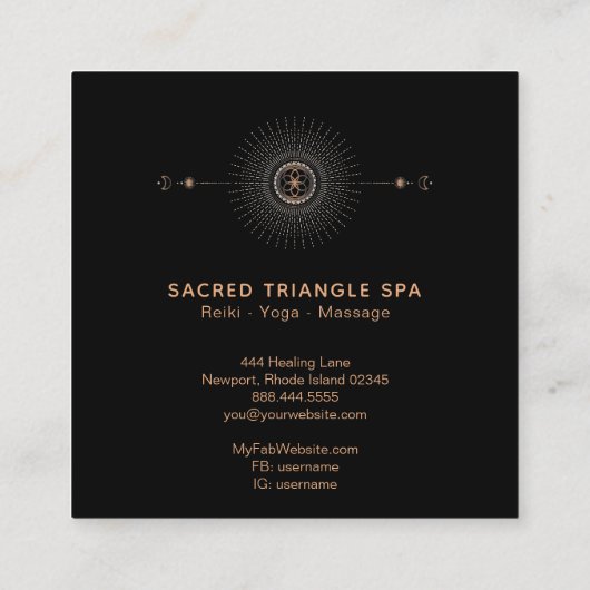*~* Alchemy Moon Shaman Heilige Geometrie Mandala Quadratische Visitenkarte (Rückseite)