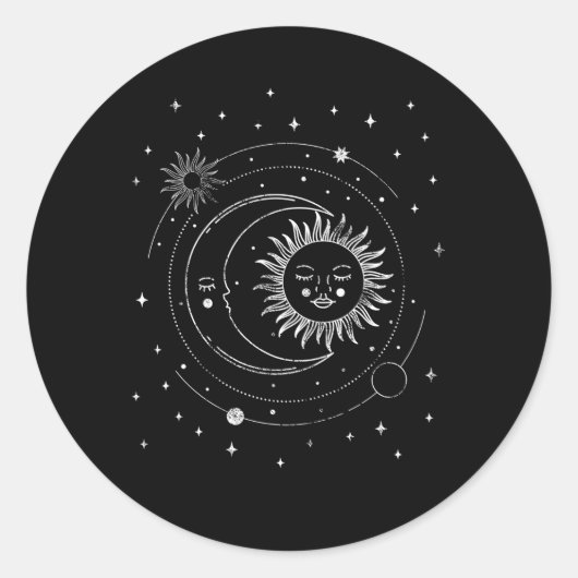 Alchemy Sun Moon Astrologie Runder Aufkleber (Vorderseite)