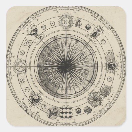 Alchemy-Themed Painting Images Quadratischer Aufkleber (Vorderseite)