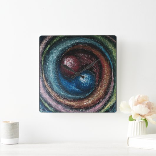 "Alchemy" von Ramona Dumitrescu Quadratische Wanduhr (Zuhause)