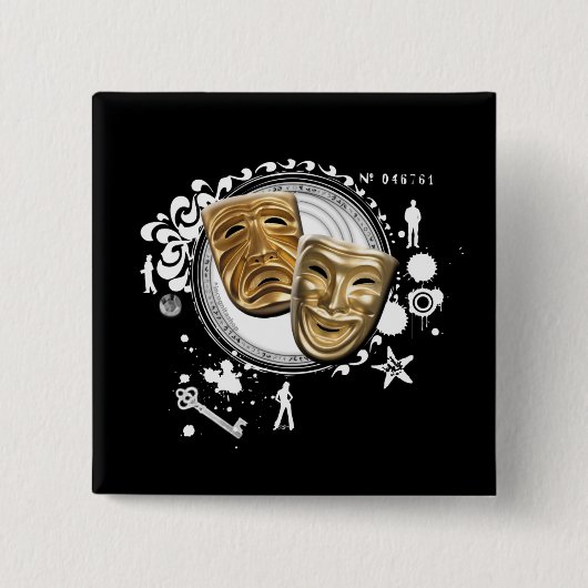 Alchimie der Schauspiel-Drama-Masken Button (Vorderseite)