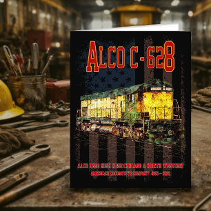 Alco C-628 Diesel Locomotive und amerikanische Fla Dankeskarte