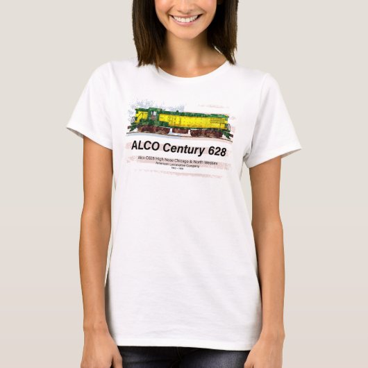 Alco C-628 Diesel Locomotive und amerikanische Fla T-Shirt (Vorderseite)