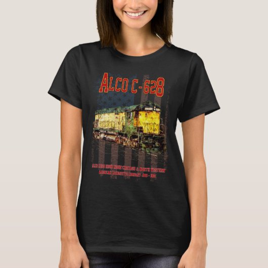 Alco C-628 Diesel Locomotive und amerikanische Fla T-Shirt (Vorderseite)
