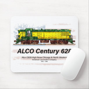 Alco C-628 Diesellokomotive und amerikanische Flag Mousepad