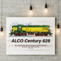 Alco C-628 Diesellokomotive und amerikanische Flag