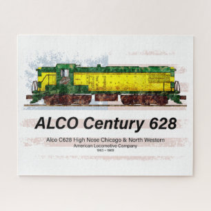Alco C-628 Diesellokomotive und amerikanische Flag Puzzle
