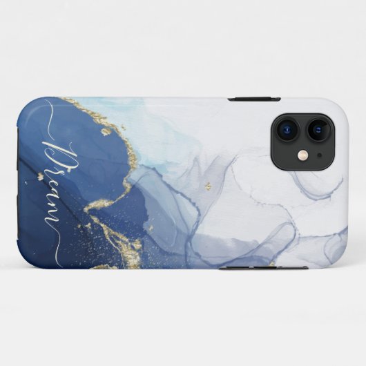 Alcohol blue ink iPhone Case (Rückseite (Horizontal))