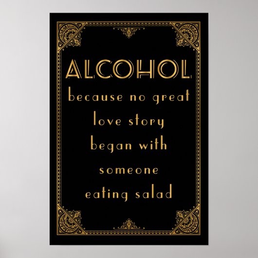 ALCOHOL Drinks Bar Gatsby inspiriert Hochzeitszeic Poster (Vorne)