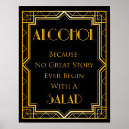 Alcohol Gatsby Wedding Sign | Gatsby Art Deco Poster