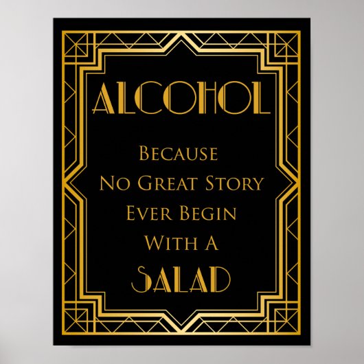 Alcohol Gatsby Wedding Sign | Gatsby Art Deco Poster (Vorne)