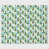 Alcohol Ink and Watercolor Christmas Trees Pattern Geschenkpapier (Flach)
