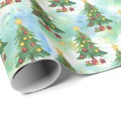 Alcohol Ink and Watercolor Christmas Trees Pattern Geschenkpapier (Rolleneckpunkt)