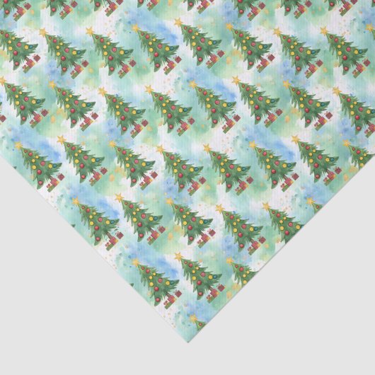 Alcohol Ink and Watercolor Christmas Trees Pattern Seidenpapier (Ausschnitt)