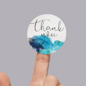 Alcohol Ink Blue Glitzer Runder Aufkleber