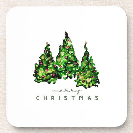 Alcohol Ink Design Christmas Tree Coasters Getränkeuntersetzer (Vorderseite)