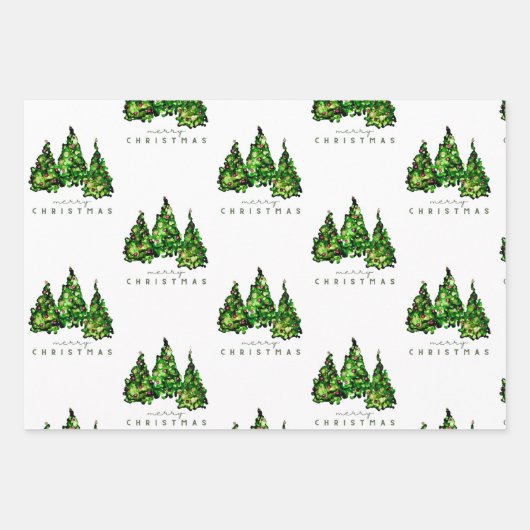 Alcohol Ink Design Christmas Tree Gift Wrap Geschenkpapier Set (Vorderseite)