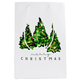 Alcohol Ink Design Christmas Tree Gift Wrap Mittlere Geschenktüte