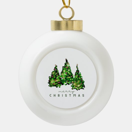 Alcohol Ink Design Christmas Tree Holiday Card Keramik Kugel-Ornament (Vorderseite)