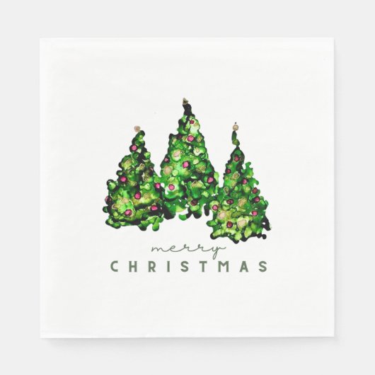 Alcohol Ink Design Christmas Tree Holiday Napkins Serviette (Vorderseite)