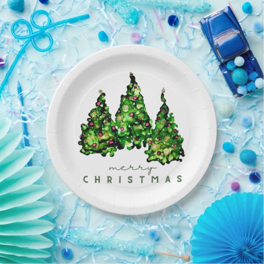Alcohol Ink Design Holiday Chrismas TrePaper Plate Pappteller (Party)